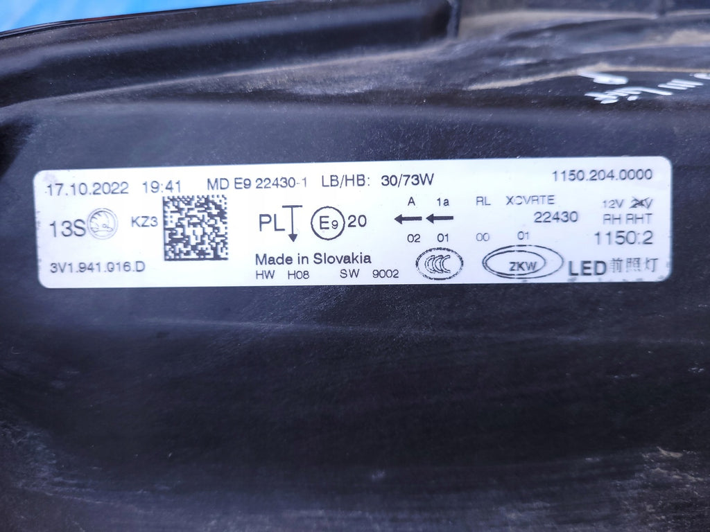 Frontscheinwerfer Skoda Superb III 3V1941016D Full LED Rechts oder Links