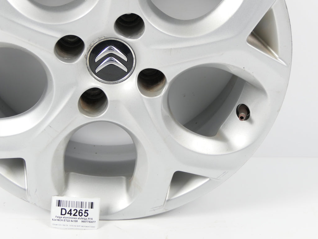 1x Alufelge 16 Zoll 6.0" 4x108 22ET 9687753077 Citroën C3 Ii Rim Wheel FEL8567731824do