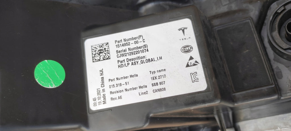 Frontscheinwerfer Tesla Model 3 1514952-00-C 01531951CJW21168000386 LED Links SCH3684888877rq