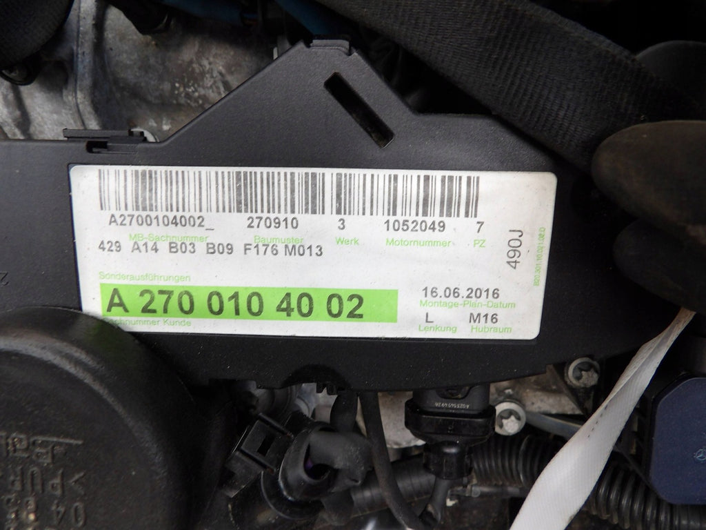 Motor Mercedes-Benz 270910 1.6 CGI 2012 Benzin Engine Unkomplett