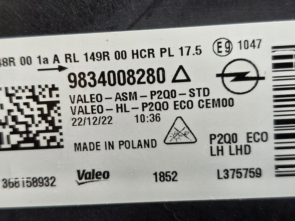 Frontscheinwerfer Opel Mokka 9834008280 FUll LED Links Scheinwerfer Headlight SCH8506799892nw