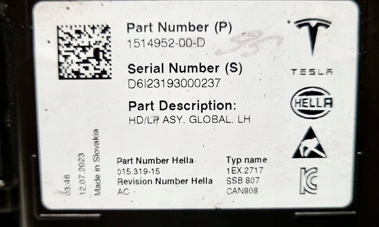 Frontscheinwerfer Tesla 3 Y 1514952-00-D Full LED Ein Stück (Rechts oder Links)