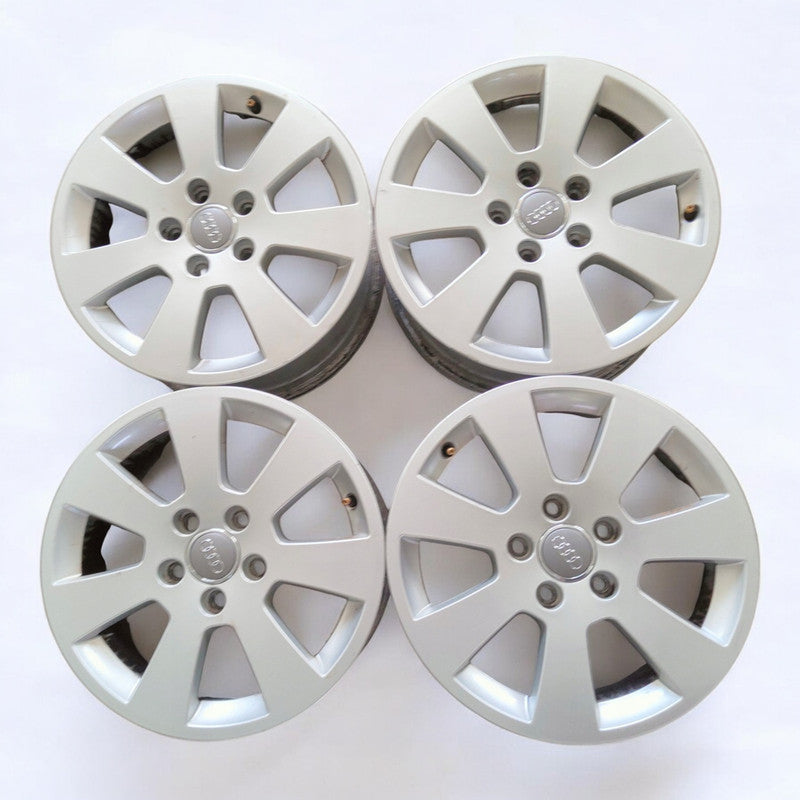 4x Alufelge 16 Zoll 6.5" 5x112 50ET Silber 8P0601025A Audi A6 A4 Rim Wheel