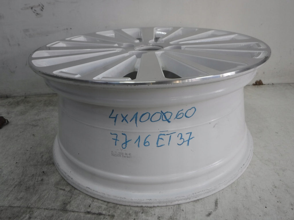 1x Alufelge 16 Zoll 7.0" 4x100 37ET Glanz Weiß 403007684R Dacia III 1 Twingo FEL8417990013lv