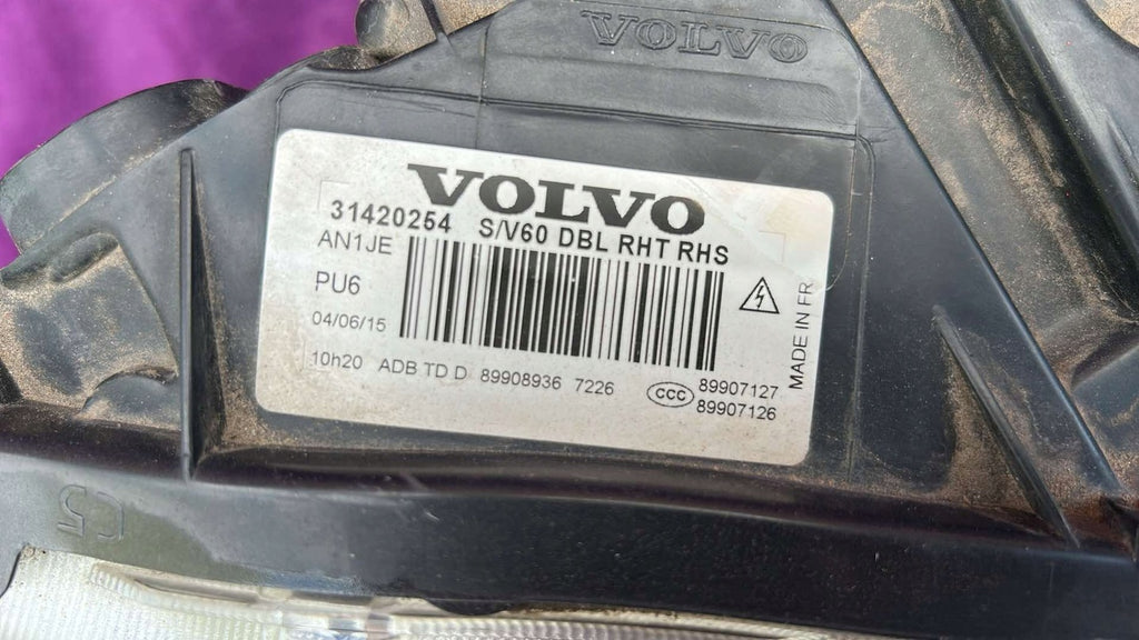 Frontscheinwerfer Volvo S60 V60 31420264 31420254 Xenon Rechts Headlight SCH9561714190oe