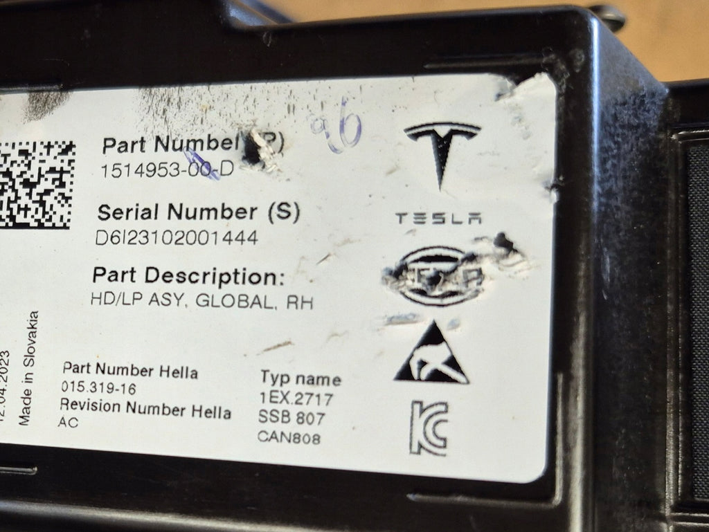 Frontscheinwerfer Tesla 151495300D LED Rechts Scheinwerfer Headlight