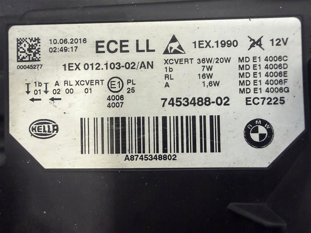 Frontscheinwerfer BMW 3 F30 F31 7453488-02 1EX012 103-02 LED Rechts Headlight SCH6706699182vm