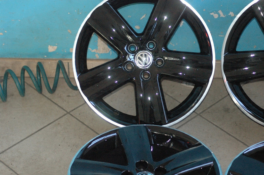 4x Alufelge 16 Zoll 6.5" 5x100 43ET Schwarz 6Q0601025S Skoda Golf Rim Wheel