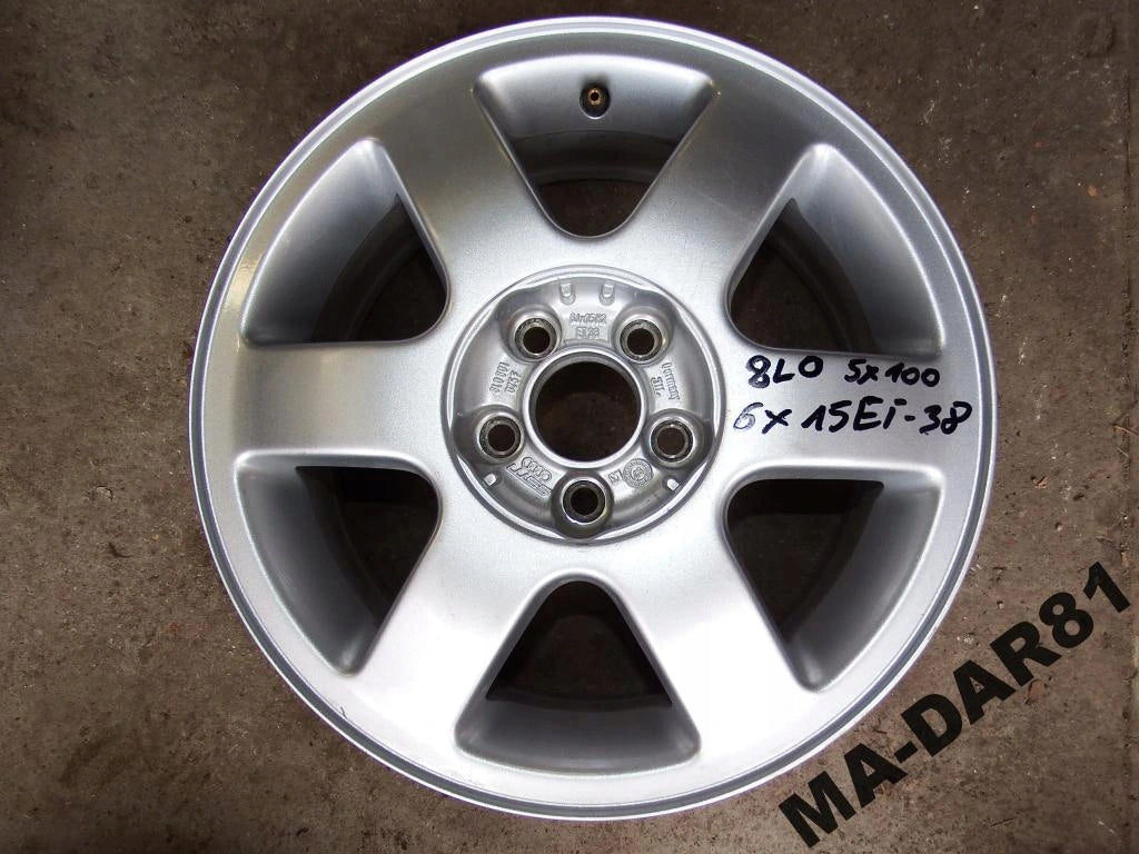 1x Alufelge 15 Zoll 6.0" 5x100 38ET Glanz Silber 8L0601025F Audi A3 Rim Wheel FEL7508006062tu