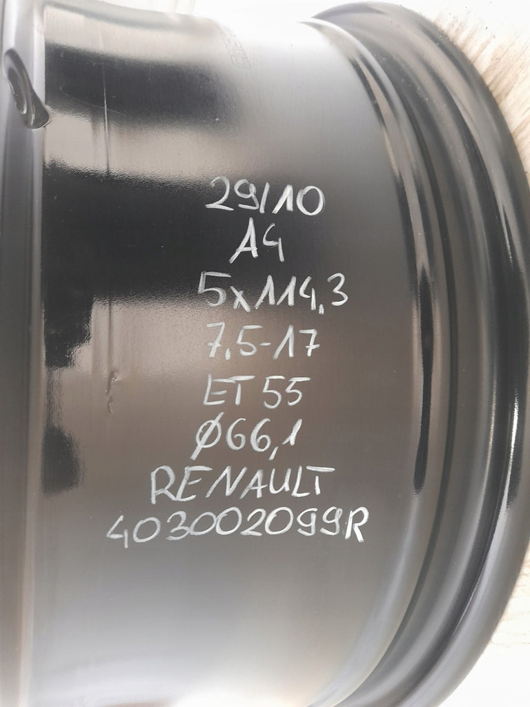 1x Alufelge 17 Zoll 7.5" 5x114.3 55ET Glanz Schwarz 403002099R Renault Rim Wheel FEL6070955516fn