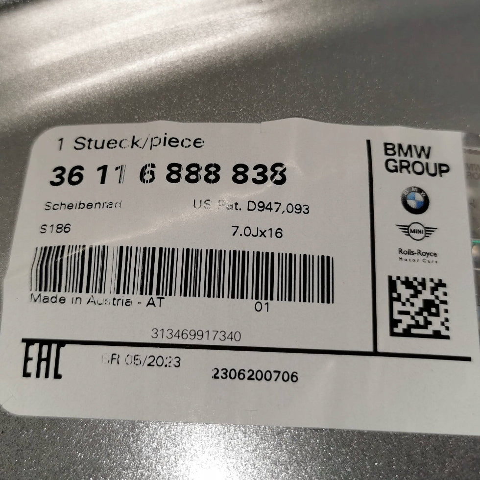 1x Alufelge 16 Zoll 6888838 BMW U06 Rim Wheel FEL2871224363zk