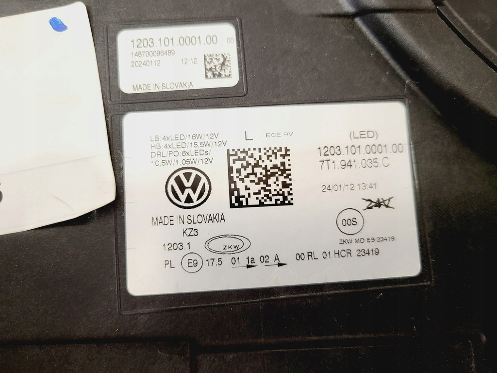 Frontscheinwerfer VW Transporter 7T1941035C Links Scheinwerfer Headlight