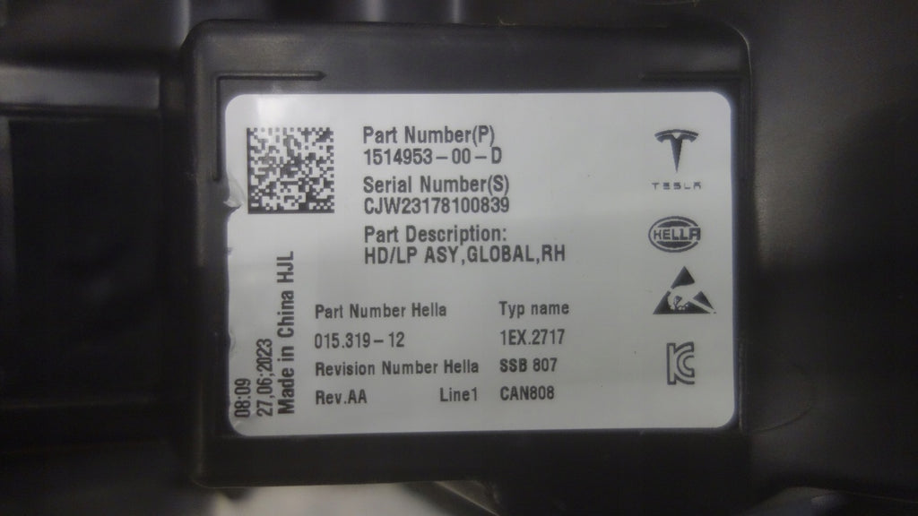 Frontscheinwerfer Tesla 3 Y 1514953-00-D LED Rechts Scheinwerfer Headlight