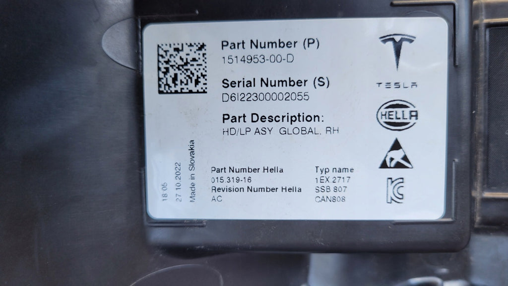 Frontscheinwerfer Tesla 3 1514953-00D LED Rechts Scheinwerfer Headlight
