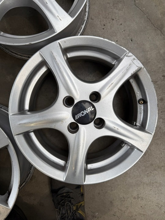 4x Alufelge 14 Zoll 6.0" 4x100 38ET Glanz Silber Rim Wheel FEL4128476453jm
