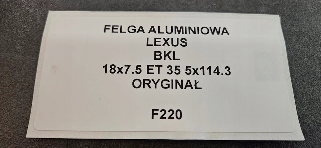 1x Alufelge 18 Zoll 7.5" 5x114.3 35ET Lexus Rim Wheel FEL1933991280nc
