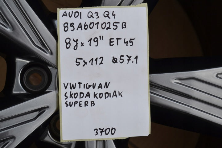 4x Alufelge 19 Zoll 8.0" 5x112 45ET 89A601025B Audi Q3 Q4 I Superb Kodiaq Passat FEL9049265618yu