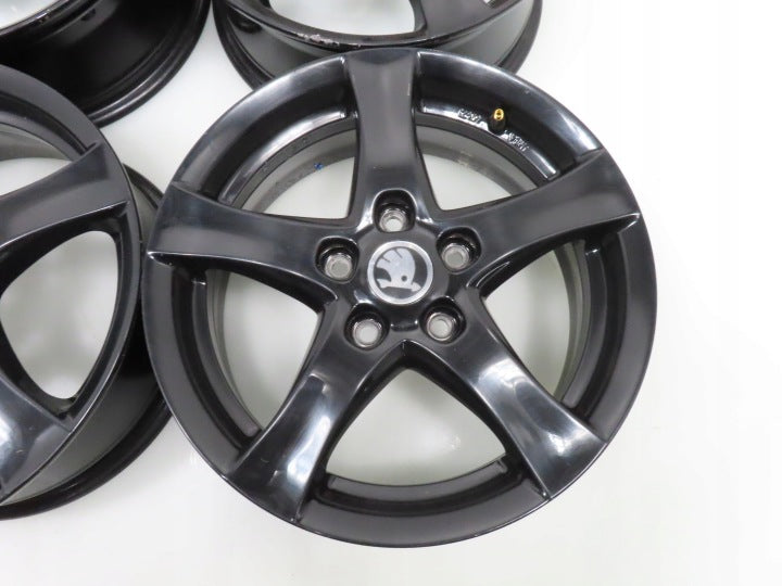 4x Alufelge 16 Zoll 6.0" 5x112 48ET Glanz Schwarz KBA49473 Skoda I Rim Wheel FEL7514968613ty