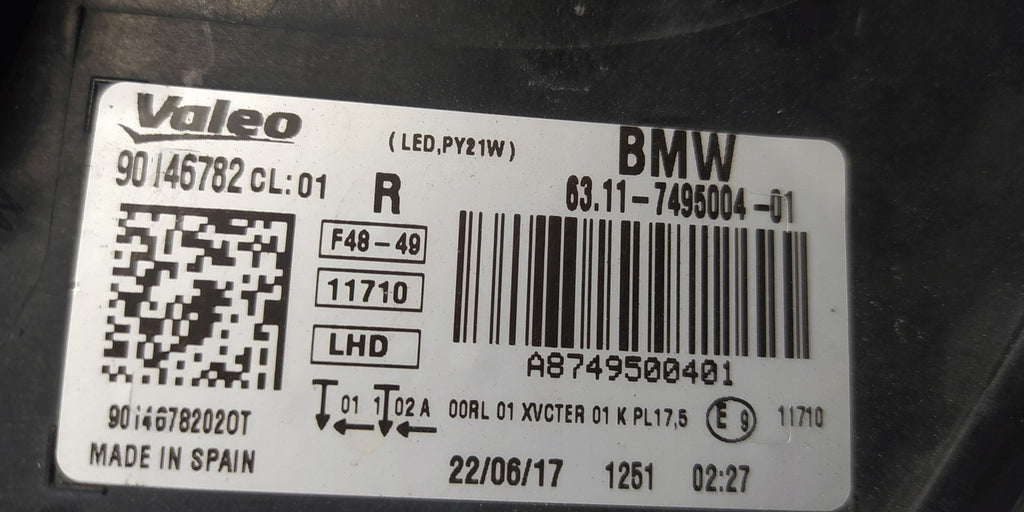 Frontscheinwerfer BMW X1 F48 63117495004 Full LED Rechts Scheinwerfer Headlight SCH9928848954uj