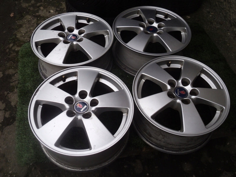 4x Alufelge 16 Zoll 6.5" 5x110 49ET Glanz Weiß Saab I Rim Wheel FEL6777383065hk