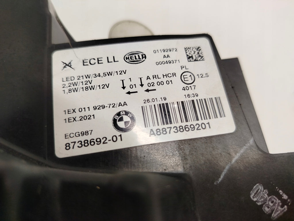 Frontscheinwerfer BMW F20 8738692-01 Full LED Rechts Scheinwerfer Headlight SCH8544534105kw