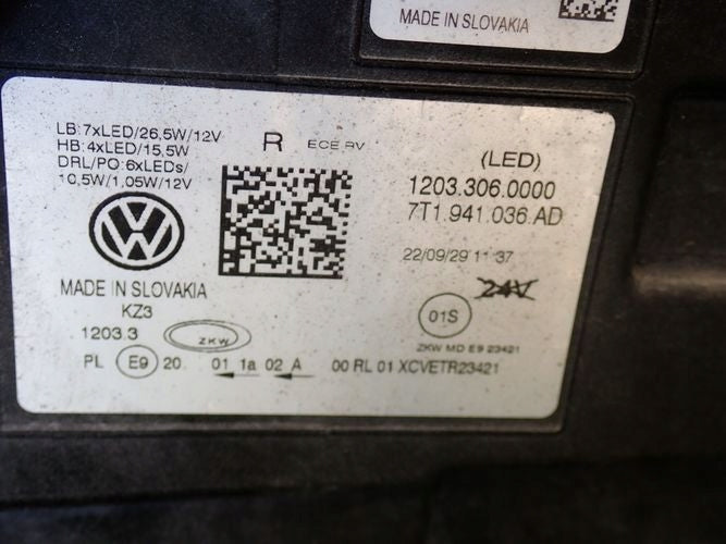Frontscheinwerfer VW T7 7T1941036AD Full LED Rechts Scheinwerfer Headlight