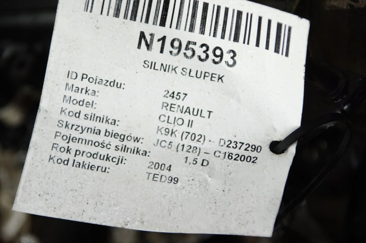Motor Renault Clio II K9KB702 1.5 DCI 81PS 236TKm 2004 Diesel Engine Unkomplett MOT2861642810jo