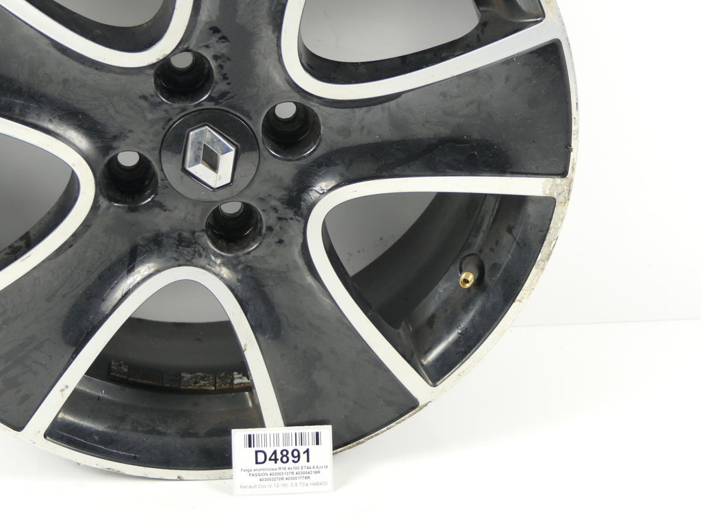 1x Alufelge 16 Zoll 6.5" 4x100 44ET 403003137R Renault Clio IV Captur I 1 FEL3137582677bv