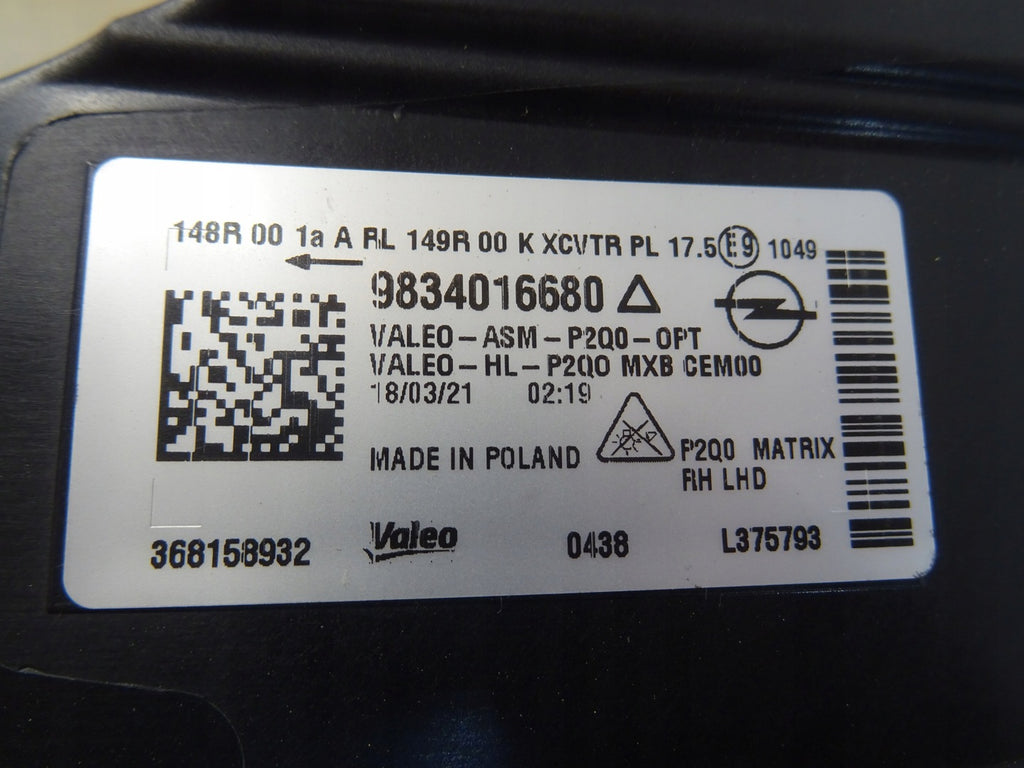 Frontscheinwerfer Opel Mokka 9834016680 LED Rechts Scheinwerfer Headlight