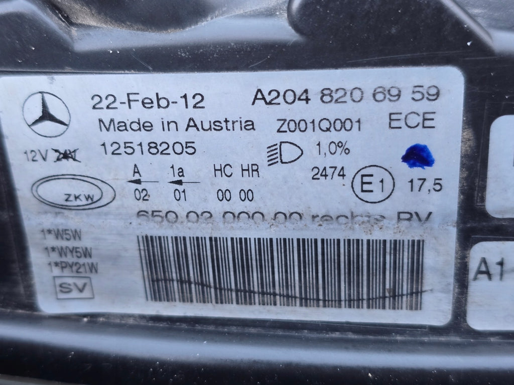 Frontscheinwerfer Mercedes-Benz W204 A2048206959 Rechts Scheinwerfer Headlight SCH6214360581bn