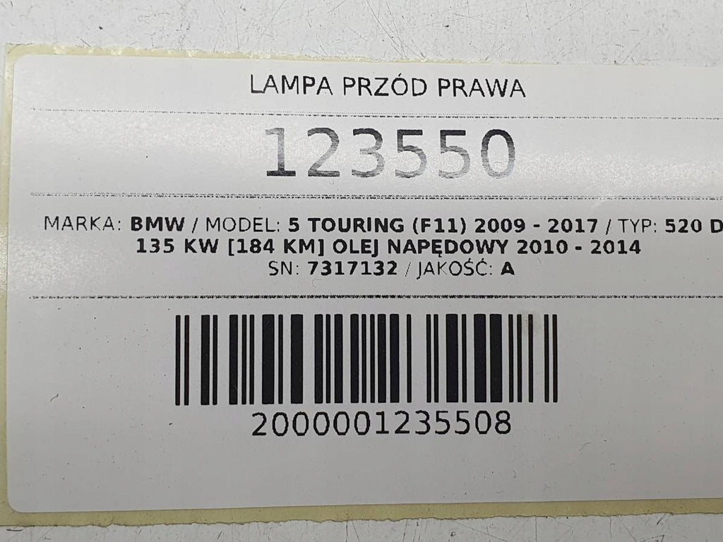 Frontscheinwerfer BMW 5 F11 F10 7317132-11 Xenon Rechts Scheinwerfer Headlight SCH5244226980yt