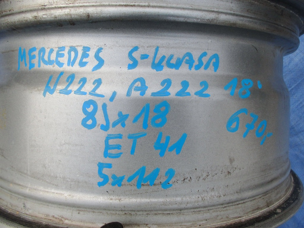 1x Alufelge 18 Zoll 8.0" 5x112 41ET Silber A2224011900 Mercedes-Benz W222 FEL9908849005ws