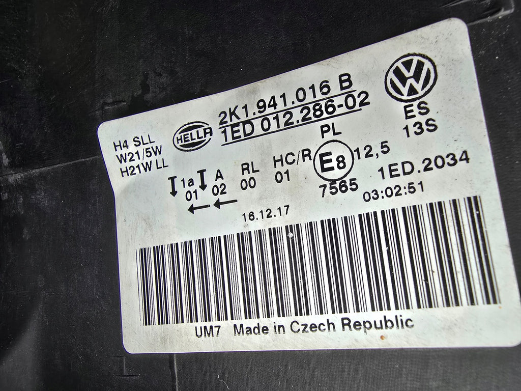 Frontscheinwerfer VW Caddy 2K1941016B Rechts Scheinwerfer Headlight SCH9280879390wb