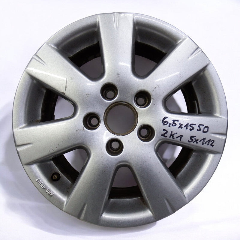 1x Alufelge 15 Zoll 6.5" 5x112 50ET Glanz Silber 2K1071495666 VW Touran