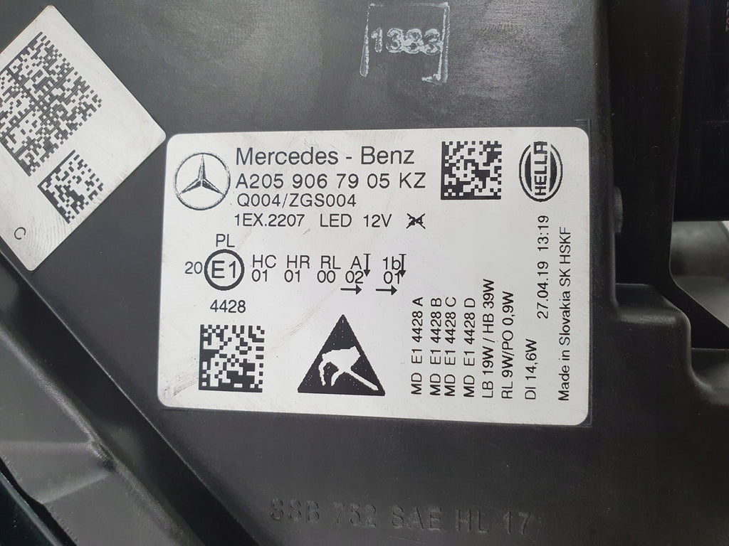 Frontscheinwerfer Mercedes-Benz W205 A205 12321847374 Full LED Links Headlight SCH1291271726gv