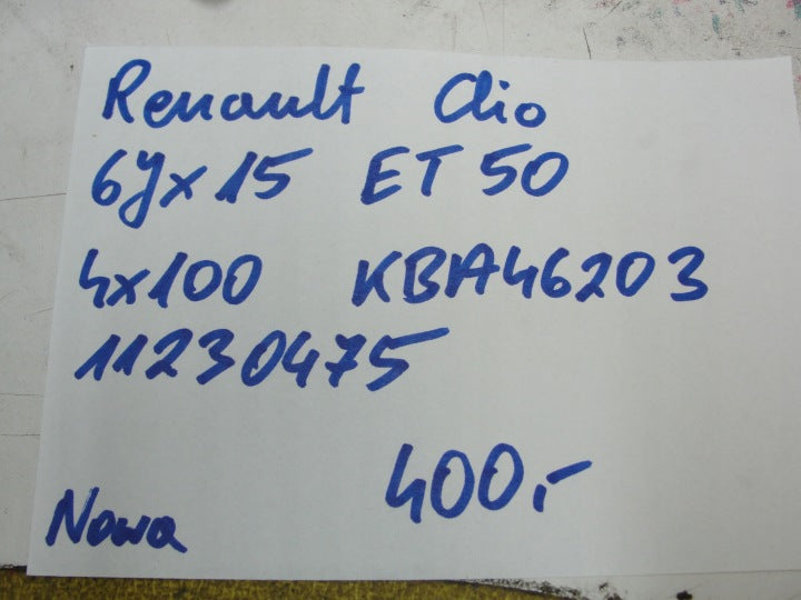 1x Alufelge 16 Zoll 6.0" 4x100 50ET KBA46203 Renault Clio 1 Iii Rim Wheel FEL3261351943rs