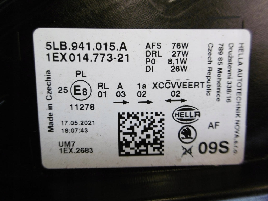 Frontscheinwerfer Skoda Enyaq 5LB941015A Full LED Links Scheinwerfer Headlight