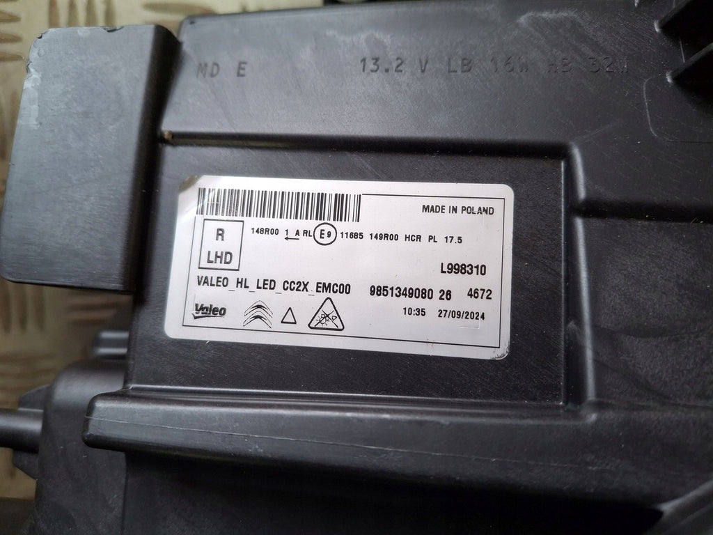 Frontscheinwerfer Citroën C3 9851349080 LED Ein Stück (Rechts oder Links) SCH2369622923mr