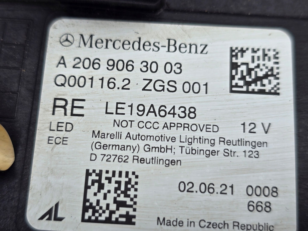 Frontscheinwerfer Mercedes-Benz W206 A2069063003 Full LED Rechts Headlight SCH8636928287bt