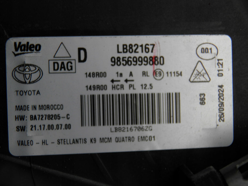 Frontscheinwerfer Toyota Proace City 9856999880 Rechts Scheinwerfer Headlight SCH6511203196nk