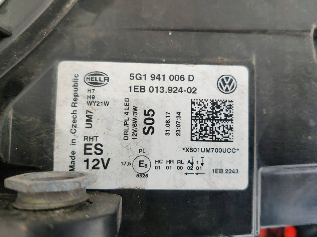 Frontscheinwerfer VW Golf 5G1941006D 1EB01306602 Rechts Scheinwerfer Headlight SCH5109032344ej