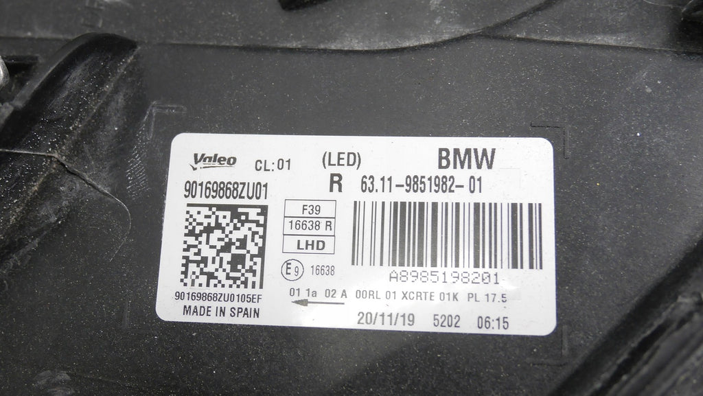 Frontscheinwerfer BMW X2 F39 9851982-01 Rechts Scheinwerfer Headlight SCH2586908997bt