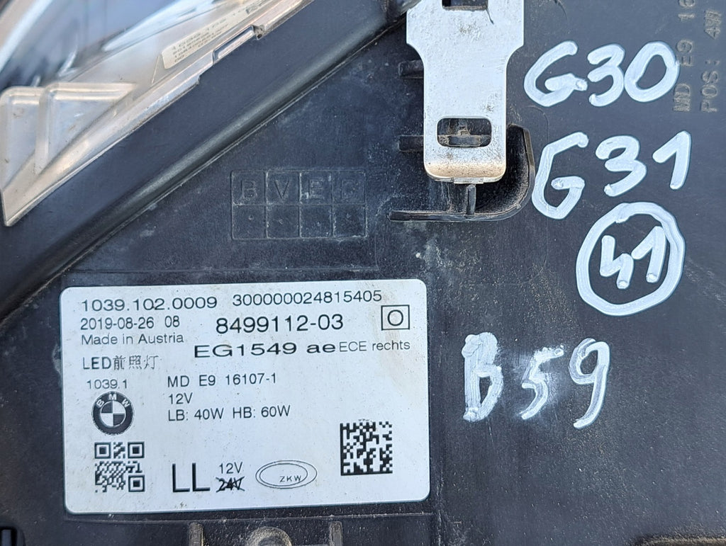 Frontscheinwerfer BMW 5 G31 G30 8499112-03 LED Rechts Scheinwerfer Headlight