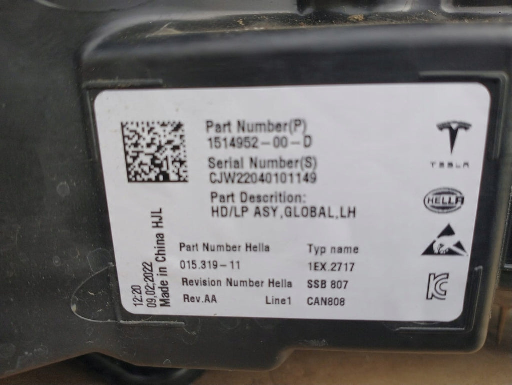 Frontscheinwerfer Tesla Model 3 Y 1514952-00-D Full LED Links Headlight