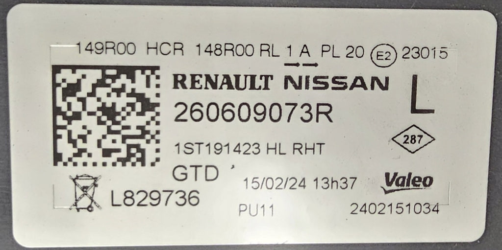 Frontscheinwerfer Nissan Interstar Master III 260609073R Links Headlight SCH4549284248gx