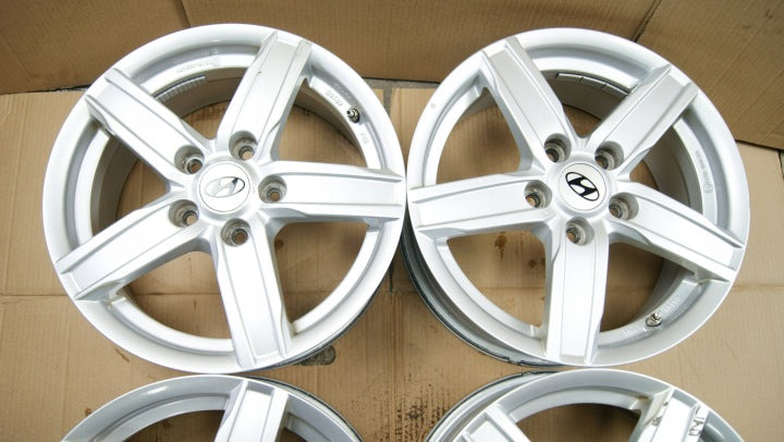 4x Alufelge 16 Zoll 6.5" 5x114.3 50ET Silber KH216516 Hyundai I Rim Wheel FEL4799322794pr