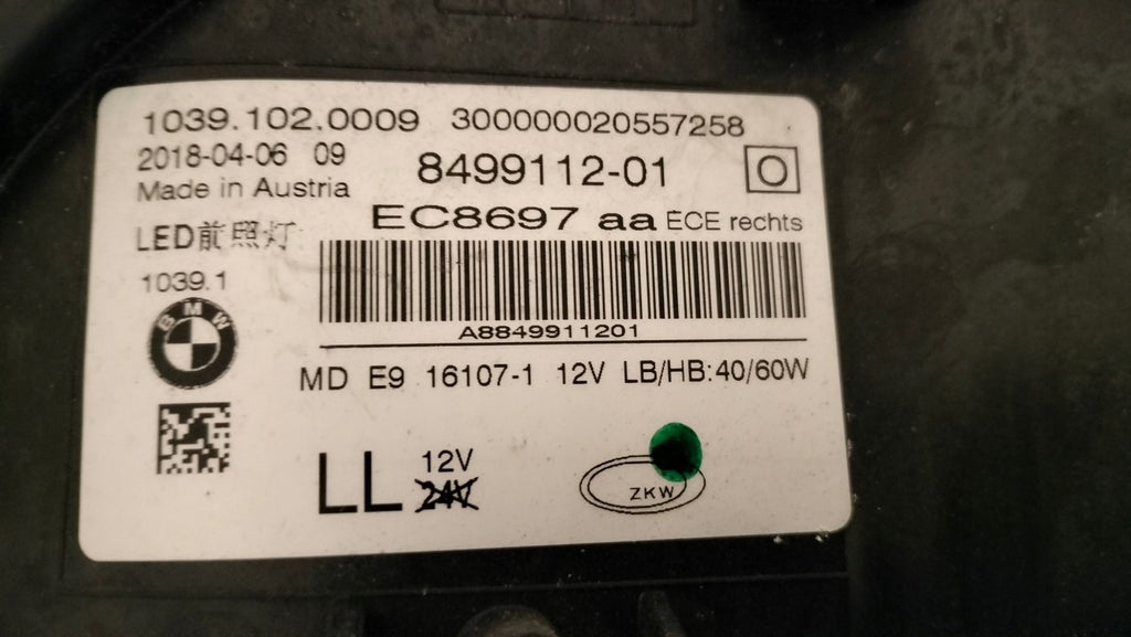 Frontscheinwerfer BMW 5 G31 G30 8499111-01 Ein Stück (Rechts oder Links)