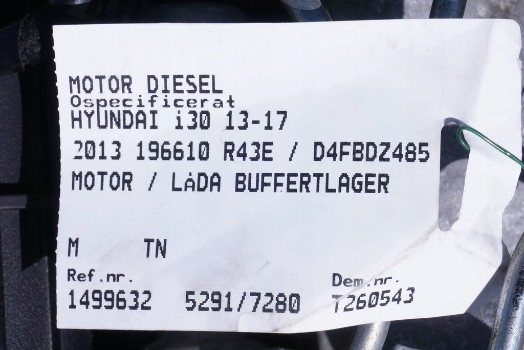 Motor Hyundai I30 III D4FB 1.6 CRDI Diesel Engine Unkomplett