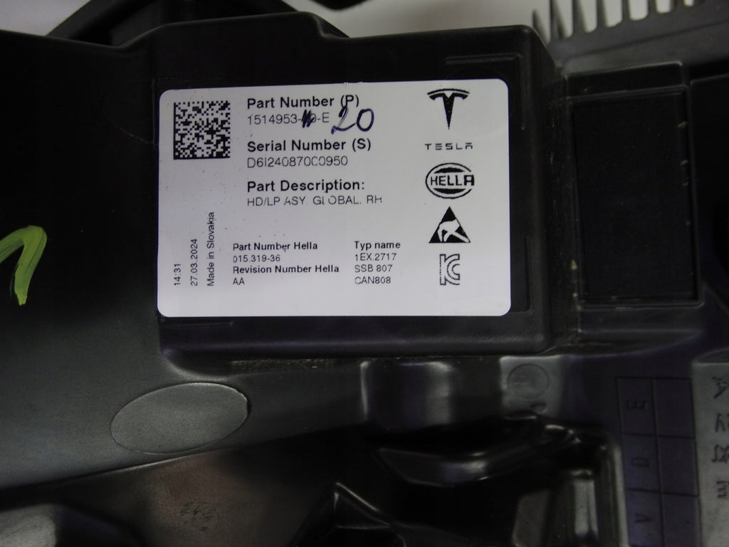 Frontscheinwerfer Tesla Model Y 1514953-00-E LED Rechts Scheinwerfer Headlight