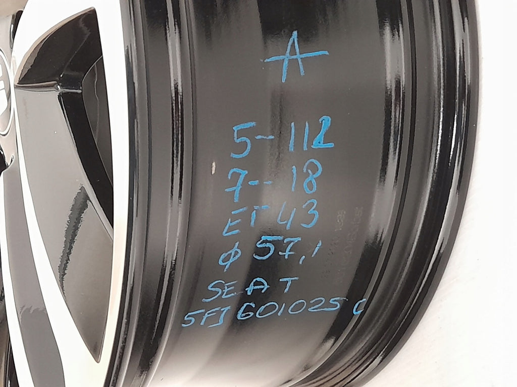 4x Alufelge 18 Zoll 7.0" 5x112 43ET Glanz Schwarz 5FJ601025C Seat Tarraco FEL5041530218kq